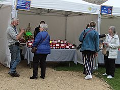 personnes aux stands des artisans locaux - Agrandir l'image (fenêtre modale)