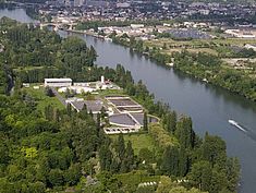 Vue aérienne de la station d'épuration de Boissettes - Agrandir l'image (fenêtre modale)