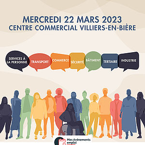 Affiche du Forum de l'Emploi de Villiers-en-Bière, mercredi 22 mars 2023
