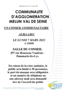 Ordre du Jour Conseil Communautaire du 7 mars 2022