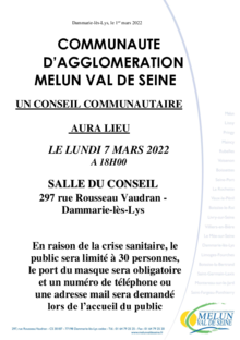 Ordre du Jour Conseil Communautaire du 7 mars 2022